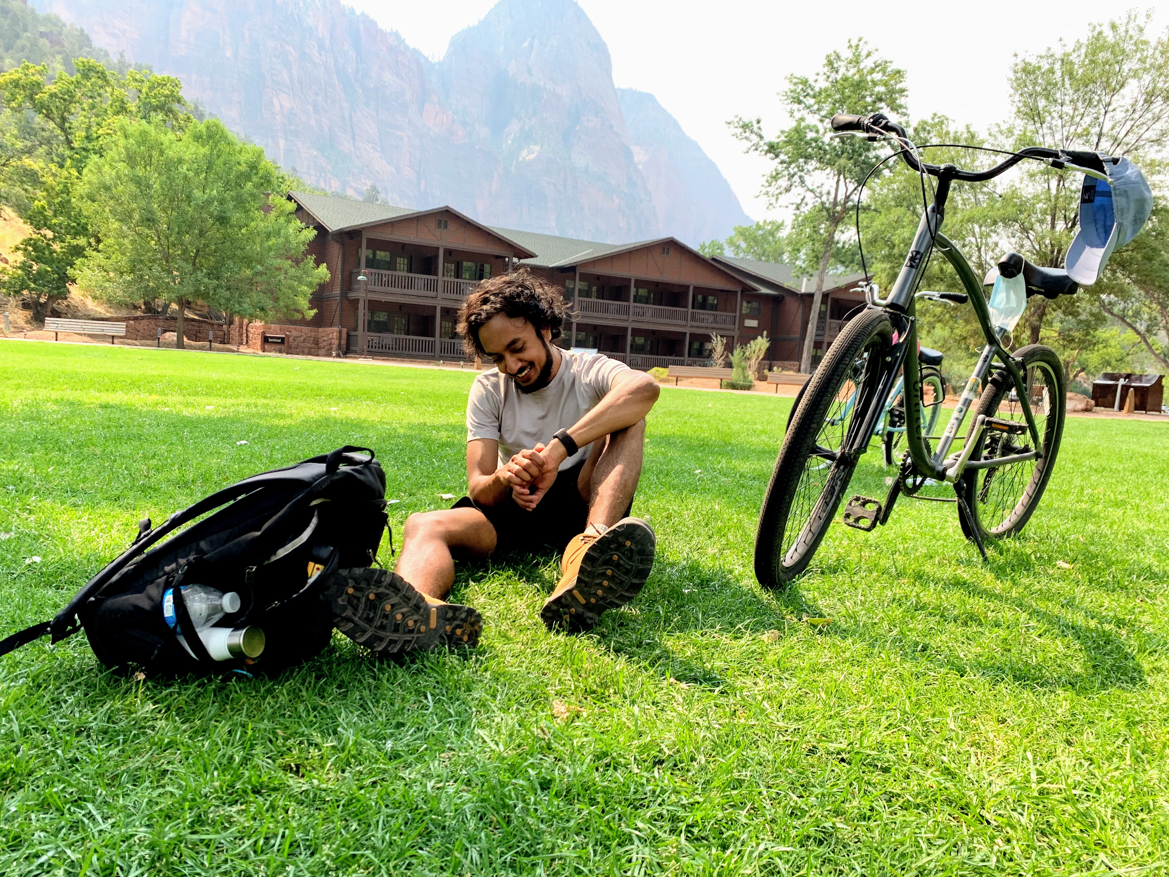 Resting up for The Narrows at Zion Lodge